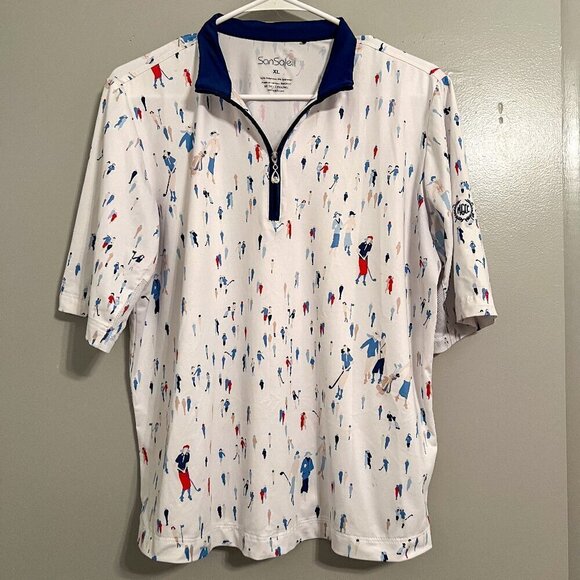 SanSoleil Tops - Women's SanSoleil SoolCool Tee Time Short Sleeve 1/4 Zip Golf UV50 Size XL